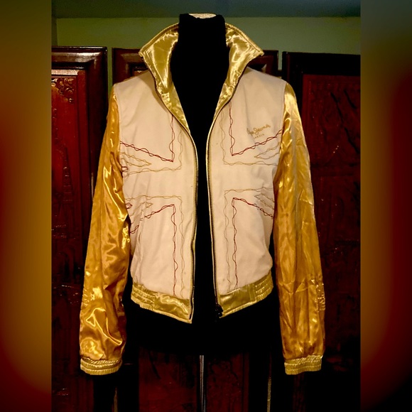 🎊💕Rare!! Vintage Nylon Satin Reversible Bomber Jacket - Picture 1 of 11